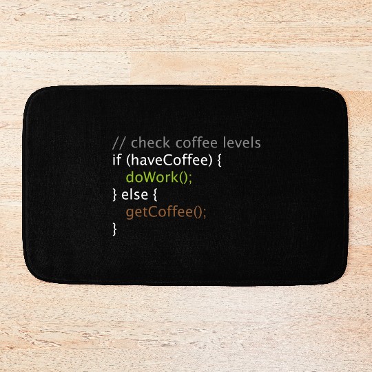 Computer Science Nerd Geek Programmer Coffee Work Bath Mats