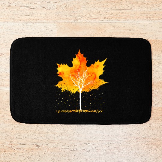 Maple Leaf Autumn Orange Fall Leaves Bath Mats