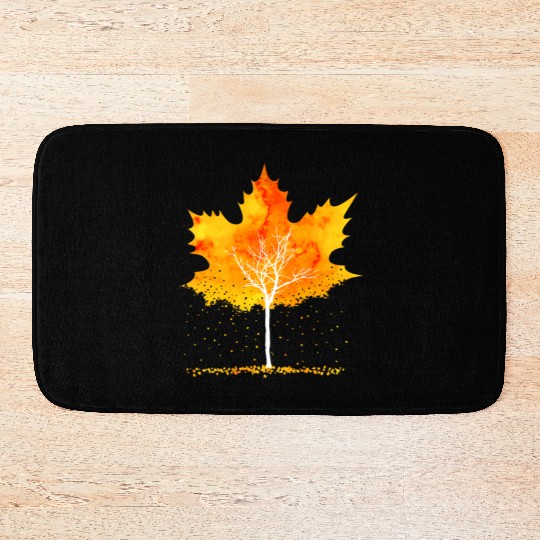 Maple Leaf Autumn Orange Fall Leaves Bath Mats