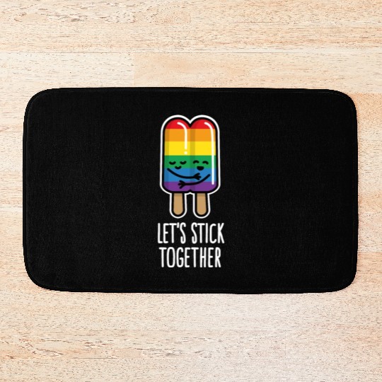 Let's stick together funny gay couple popsicle Bath Mats