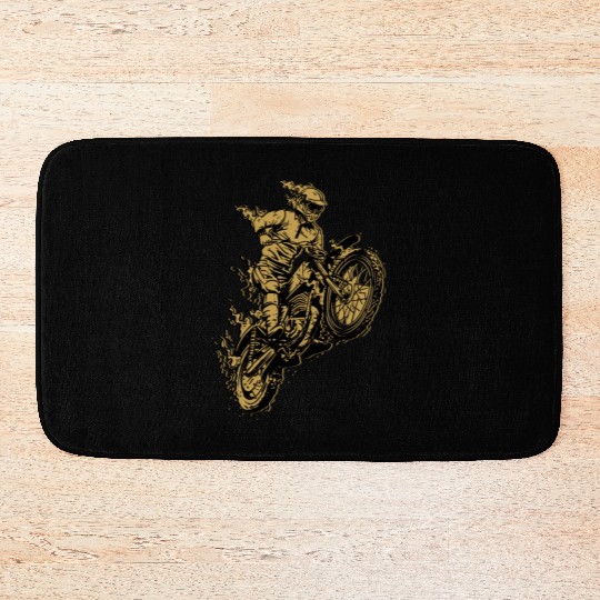 Motocross Dirt Bike Racing Motorcycle Retro Gift Bath Mats