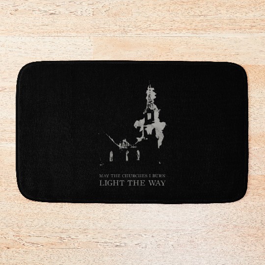 Burning Church Occult Antichrist Satan Atheist Bath Mats