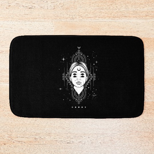 Occult Moon Baphomet Tarot Card Satanic Devil Bath Mats