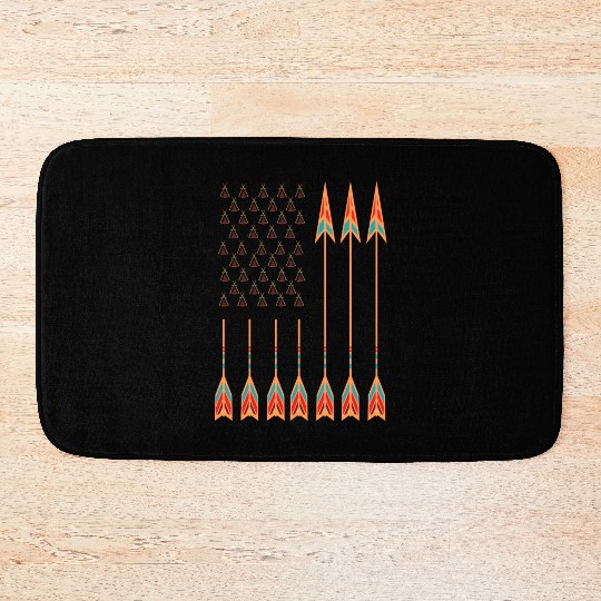 Native American Day with tents & arrows as US flag Bath Mats