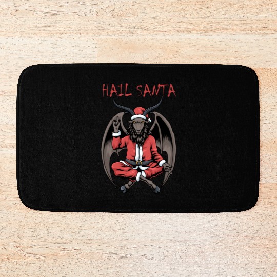 Christmas Hail Santa Satanism Goat Baphomet Satan Bath Mats