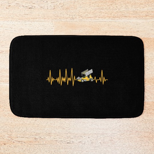 Sprint Car Racing Heartbeat Pulse Bath Mats