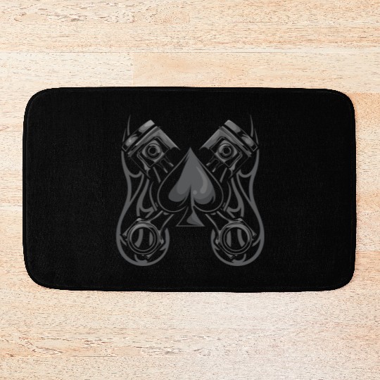 Poker and Hotrod - Cool Poker Art Hot Rod Bath Mats