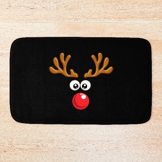 Christmas Rudolph reindeer winter nature gift Bath Mats