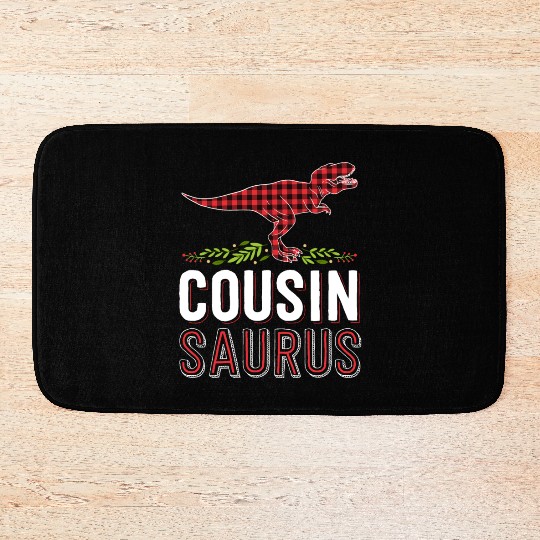 Cousin Saurus T Rex Red Plaid Matching Family Bath Mats
