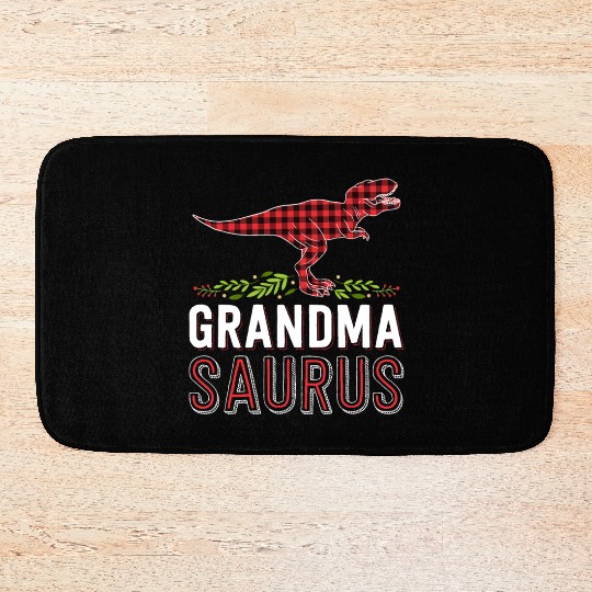 Grandma Saurus T Rex Red Plaid Matching Family Bath Mats
