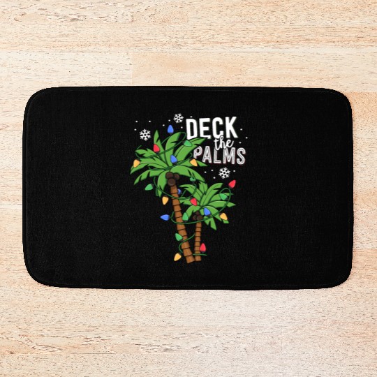 Deck The Palms Tropical Hawaii Christmas Palm Bath Mats