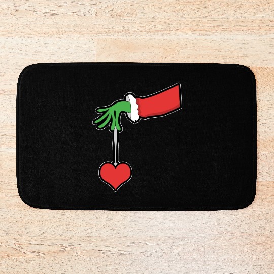 Christmas Heart winter snow family love present Bath Mats