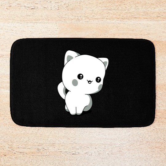 kitten chibi kawaii Bath Mats