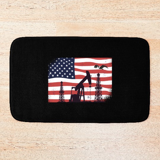 Oil Rig Worker Pump USA American Gas Oilfield Bath Mats