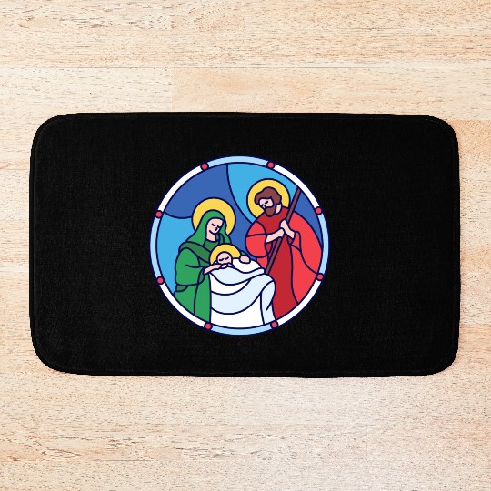 Josef Maria Jesus Jesus birth Bethlehem Christmas Bath Mats