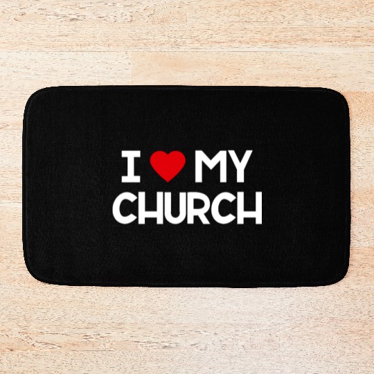 I Love My Church, Heart, Bible, Christian, Bath Mats