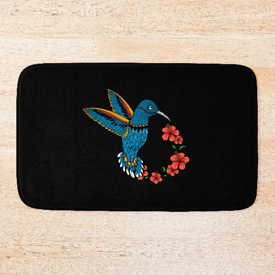 Humming bird hibiscus Bath Mats