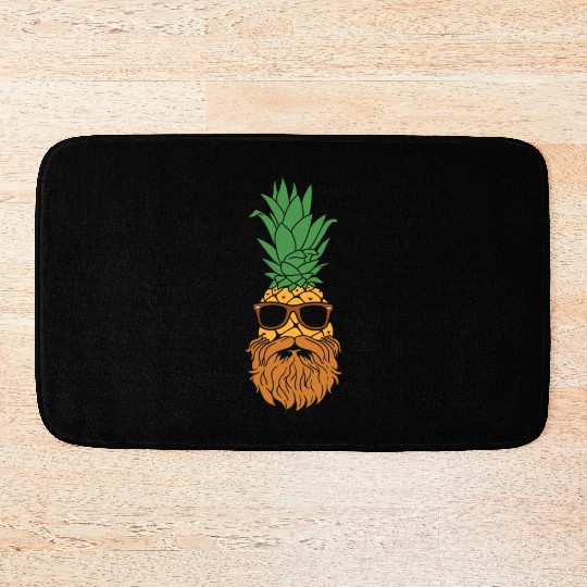 Pineapple Bearded Man Fruit Hawaii Mustache Gift Bath Mats