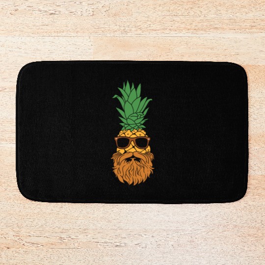 Pineapple Bearded Man Fruit Hawaii Mustache Gift Bath Mats