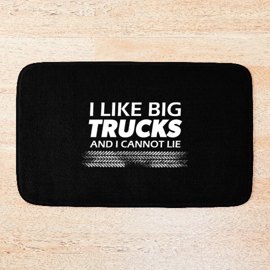I like big monster trucks l Tire tracks Bath Mats