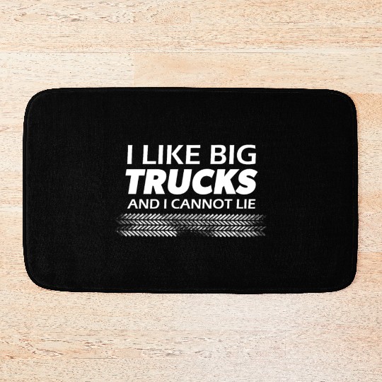 I like big monster trucks l Tire tracks Bath Mats