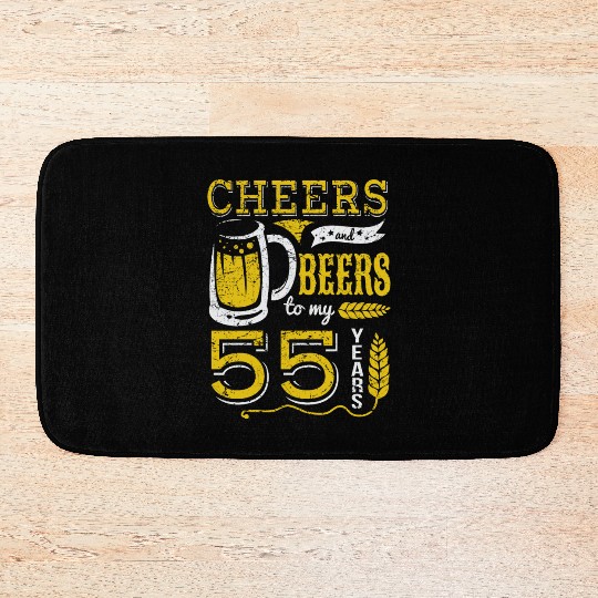 Cheers and Beers 55th Birthday Gift Idea Bath Mats