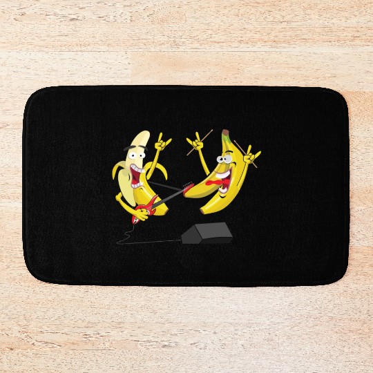 Guitar Drummer Music playing Bananas Cute Musician Bath Mats