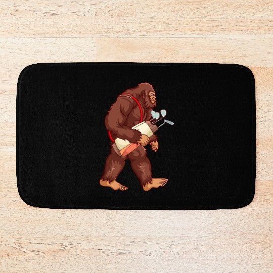 Bigfoot Sasquatch Golf player gift Bath Mats