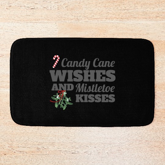 Candy Cane Wishes and Mistletoe Kisses Christmas Bath Mats