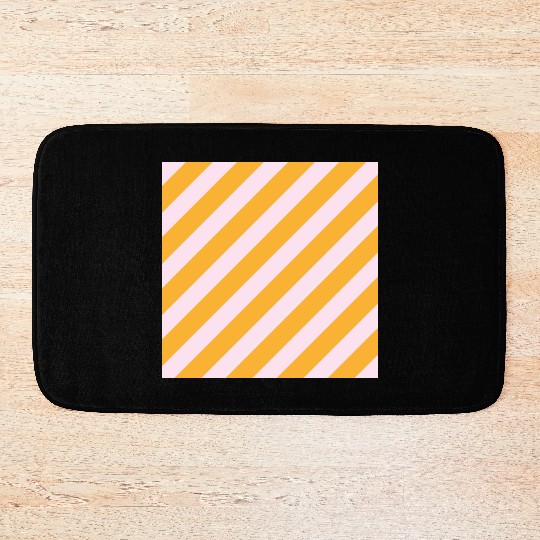 Stripes Rose Yellow Bath Mats