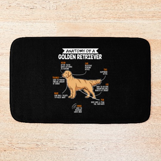 Anatomy Of A Golden Retriever Funny Dog Owner Gift Bath Mats