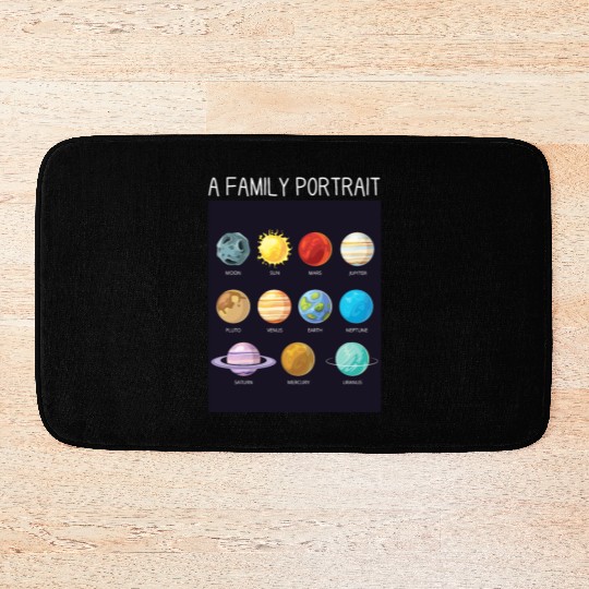 Outer Space Nerd Solar System Planets Sun Moon Bath Mats