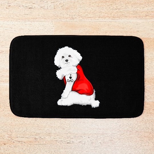 Funny bichon frise Dog I Love Mom Tattoo Lover Bath Mats