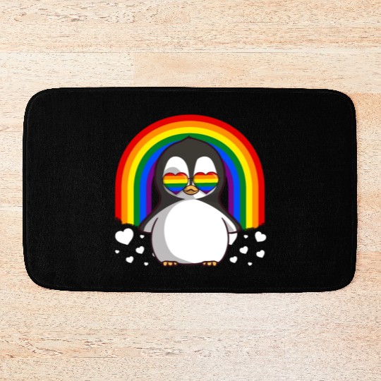 Penguin Gay Pride Rainbow LGBTQ Bath Mats