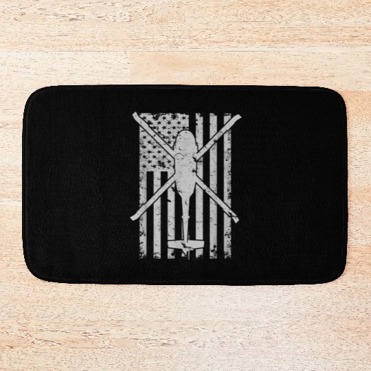 Uh 60 Black Hawk Military Helicopter Patriotic Fla Bath Mats