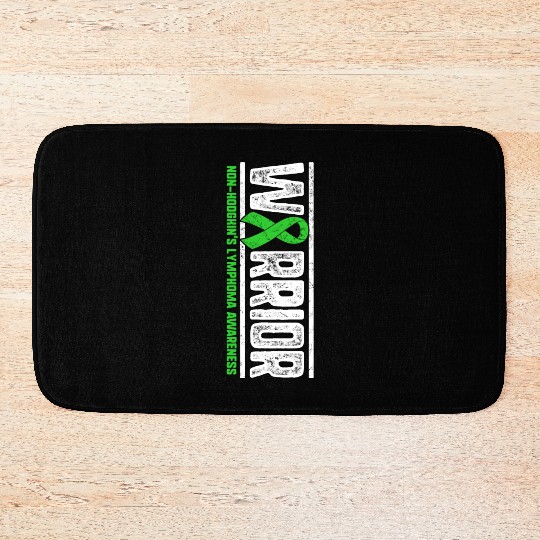 Non Hodgkins Lymphoma Warrior Heart Ribbon Lime Bath Mats