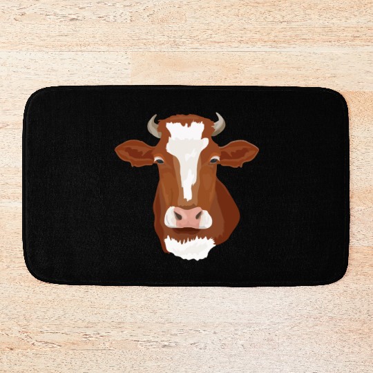Brown Cow Head Realistic Bath Mats