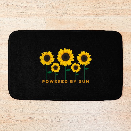 Sunflower Powered By Sun Summer Gift Idea Bath Mats