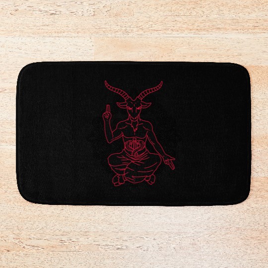 Horned Devil Black Goat Baphomet Tarot Card Satan Bath Mats