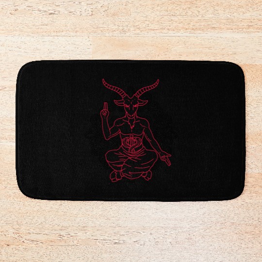 Horned Devil Black Goat Baphomet Tarot Card Satan Bath Mats
