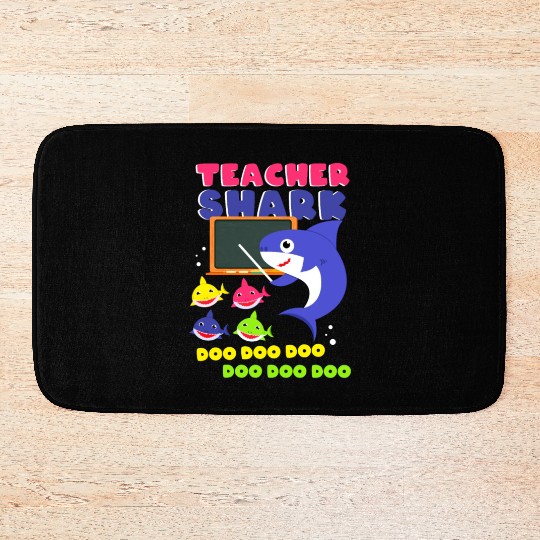 Funny Teacher Shark Preschool Teacher Bath Mats