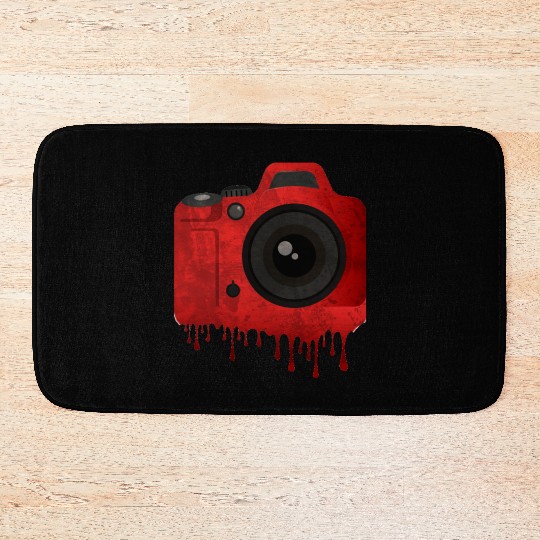 Red splatter camera Bath Mats