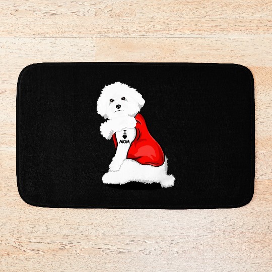 Bichon frise I Love Mom Tattoo Bath Mats