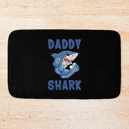 Daddy Shark Muscles Training Bodybuilding for Dad Bath Mats