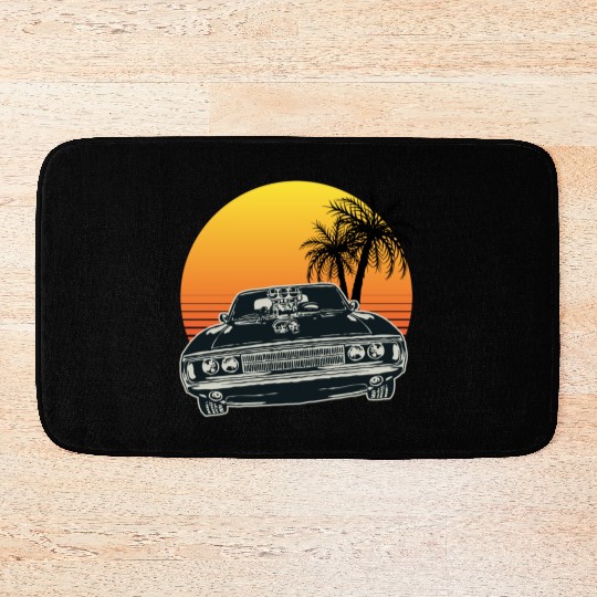 Muscle Car Sunset Bath Mats
