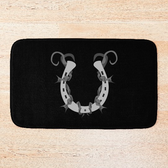 Horseshoe Wrapped in Barbed Wire Bath Mats