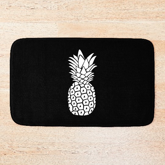 White Pineapple Silhouette Bath Mats