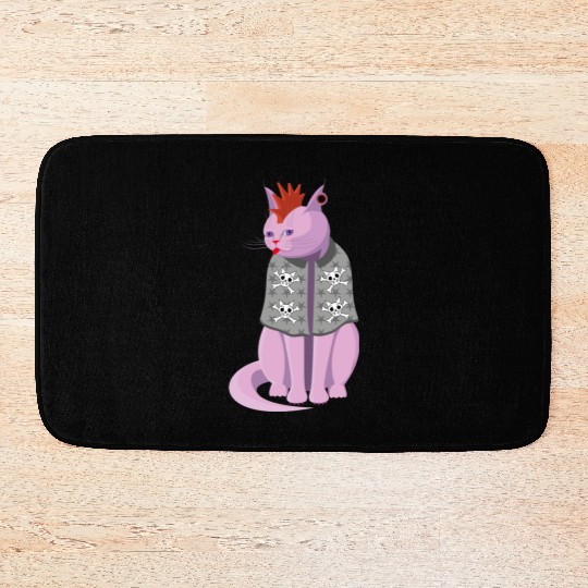 Punk Rock Cat Bath Mats