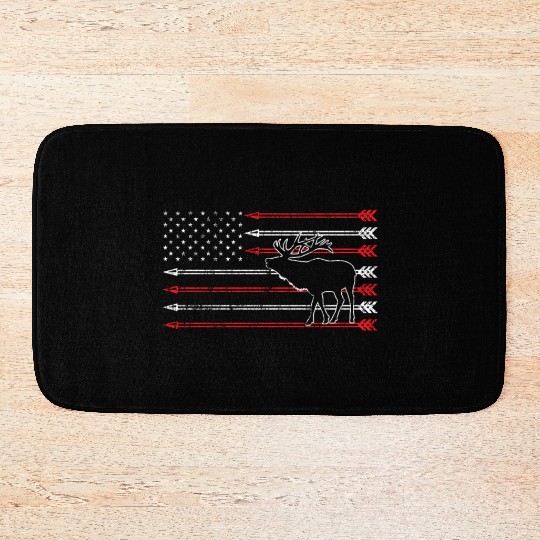 American Flag Elk Hunting Bath Mats - Crossbow Hunting
