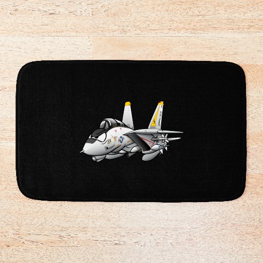 F-14 Tomcat Military Fighter Jet Aircraft Cartoon Bath Mats